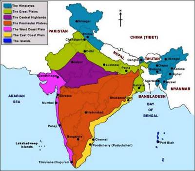 Physiography Of India Map Physiography Regions Of India - Qs Study