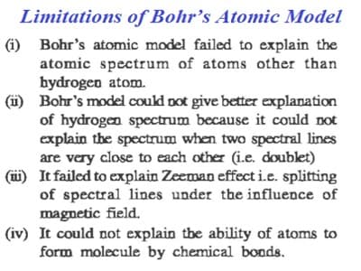 limitations of Bohr’s atomic model