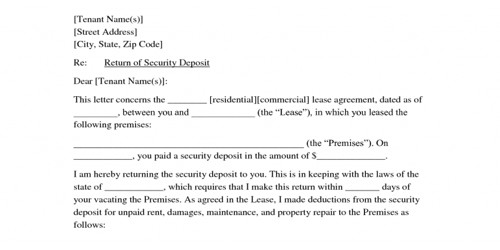 Tenant Deposit Return Letter from www.qsstudy.com