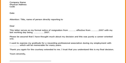 Formal Professional Job Resignation Letter Format - QS Study