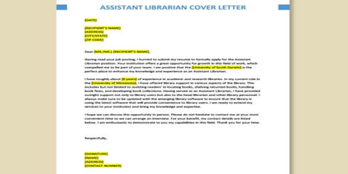 Cover Letter for Assistant Librarian - QS Study